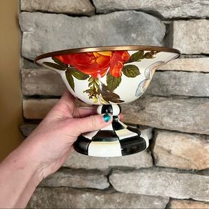 MacKenzie Childs small compote bowl in flower market & courtly check